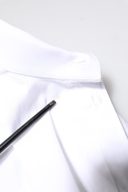 Dolce & Gabbana White GOLD Cotton Long Sleeves Men Dress Shirt