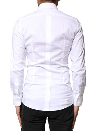 Dolce & Gabbana White GOLD Cotton Long Sleeves Dress Shirt