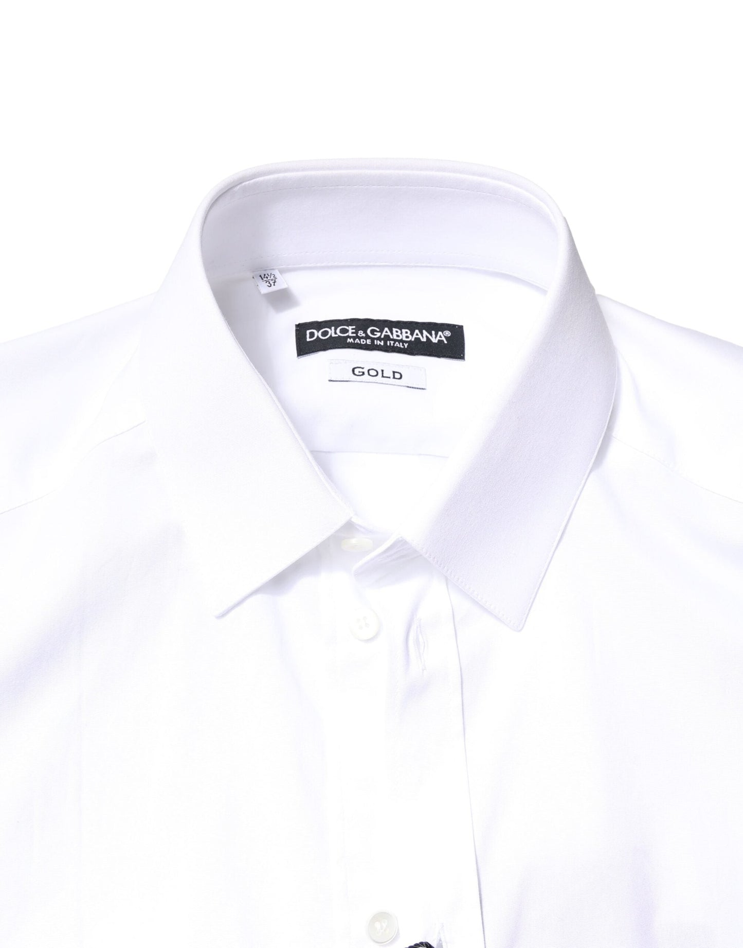 Dolce & Gabbana White GOLD Cotton Long Sleeves Dress Shirt