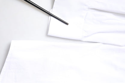 Dolce & Gabbana White GOLD Cotton Long Sleeves Men Dress Shirt