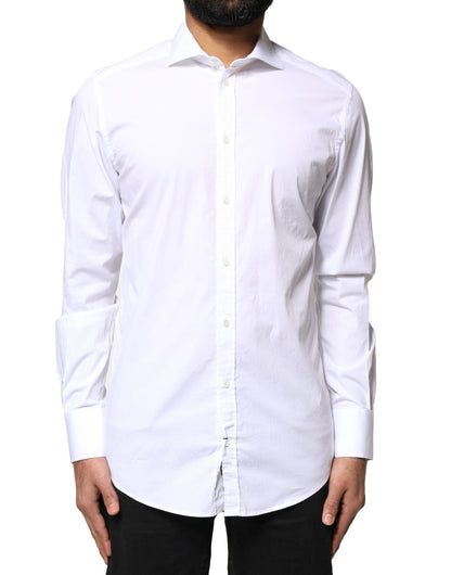 Dolce & Gabbana White GOLD Cotton Long Sleeves Dress Shirt