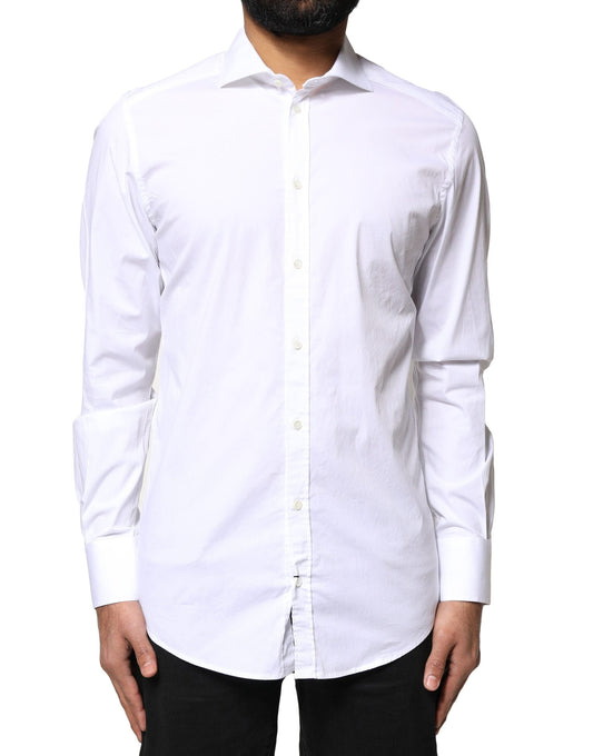 Dolce & Gabbana White GOLD Cotton Long Sleeves Dress Shirt