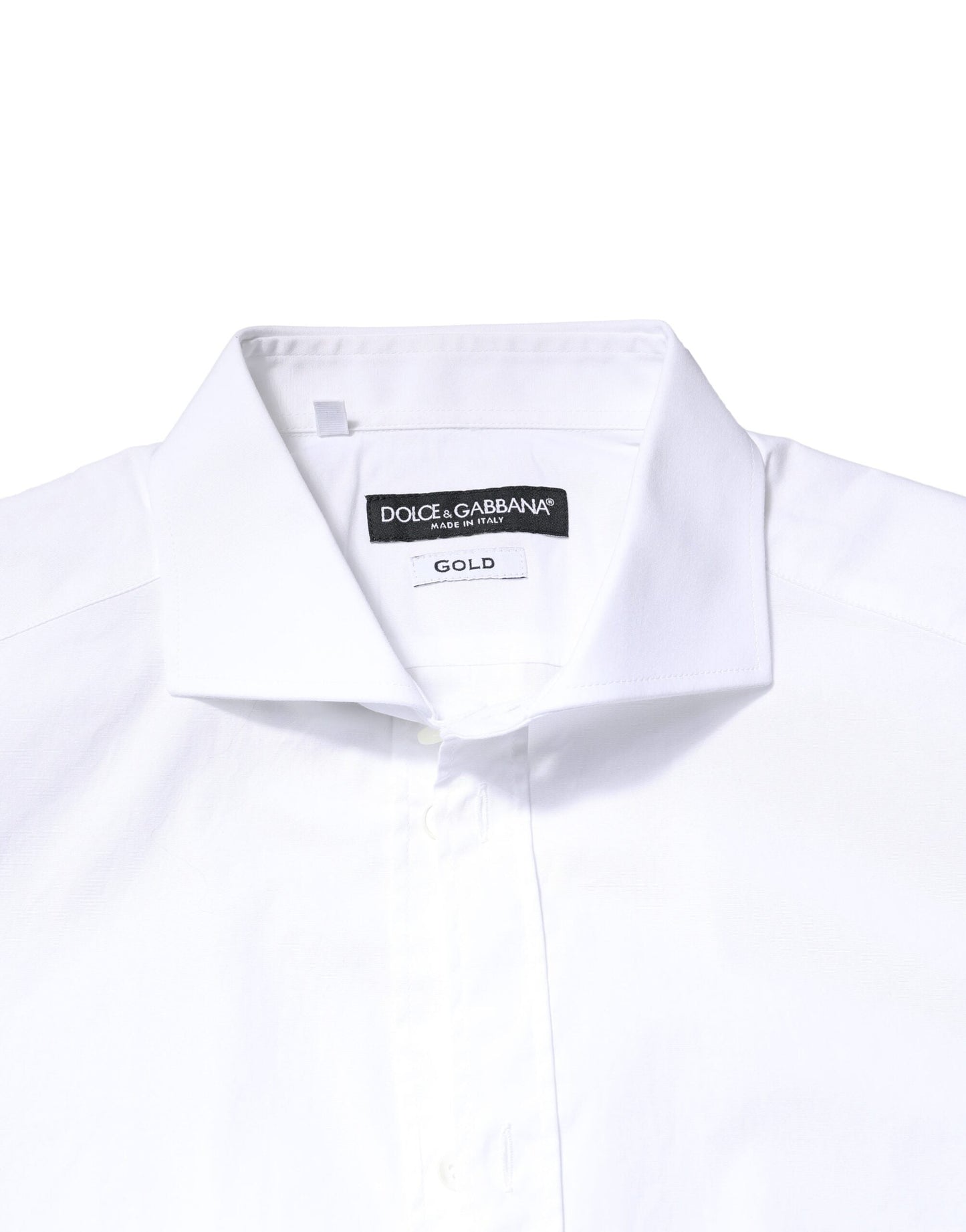 Dolce & Gabbana White GOLD Cotton Long Sleeves Dress Shirt