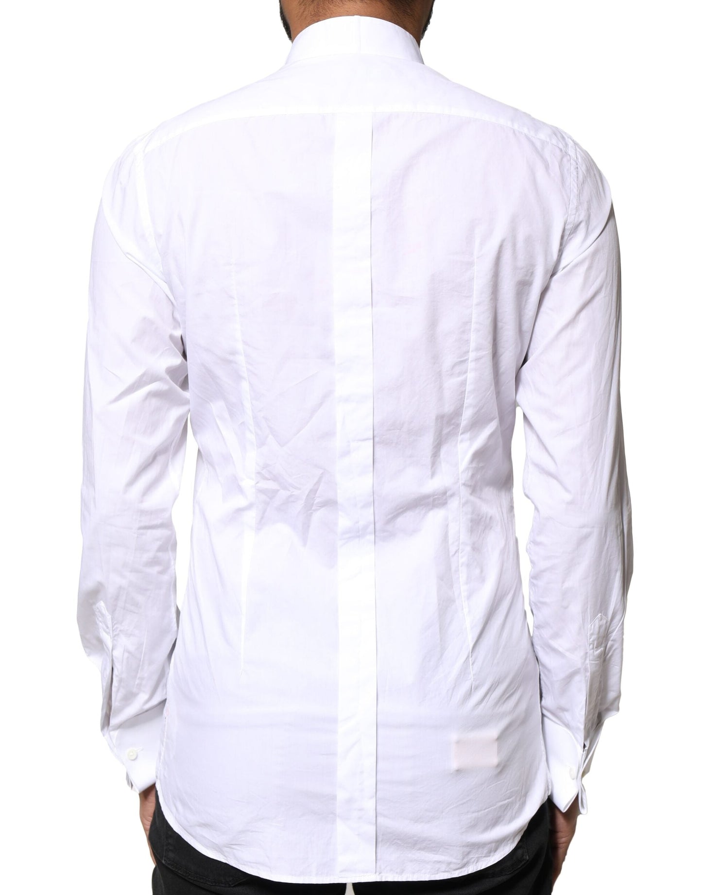 Dolce & Gabbana White GOLD CottonPoplin Bib Formal Dress Shirt