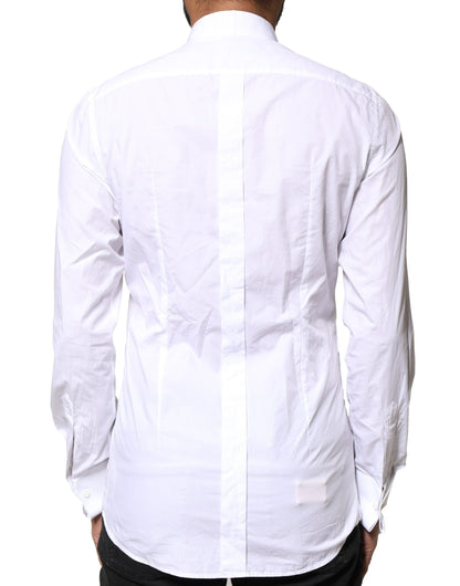 Dolce & Gabbana White GOLD CottonPoplin Bib Formal Dress Shirt