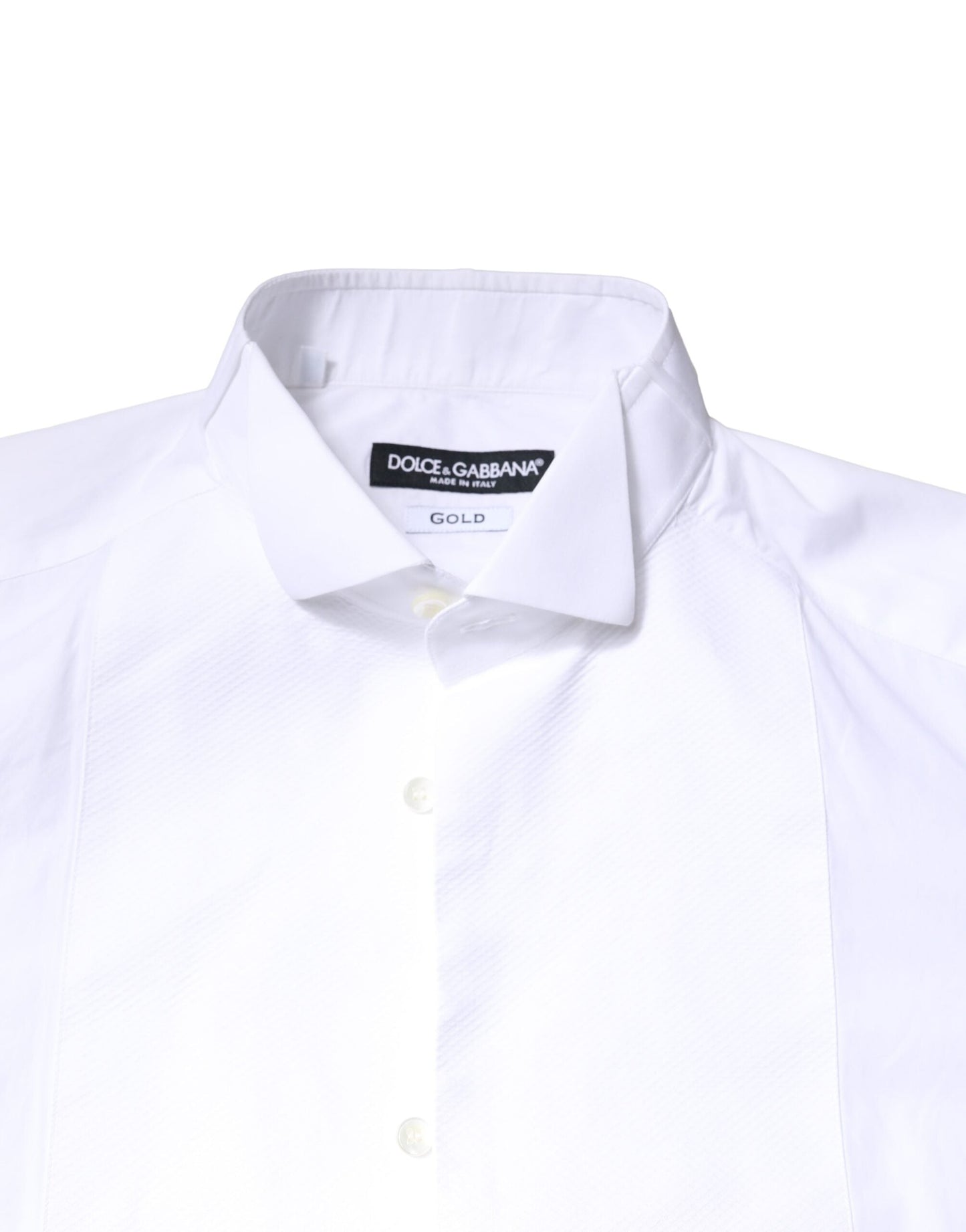 Dolce & Gabbana White GOLD CottonPoplin Bib Formal Dress Shirt