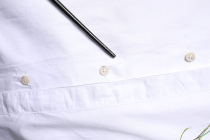 Dolce & Gabbana White Cotton Peacock Feather GOLD Formal Shirt