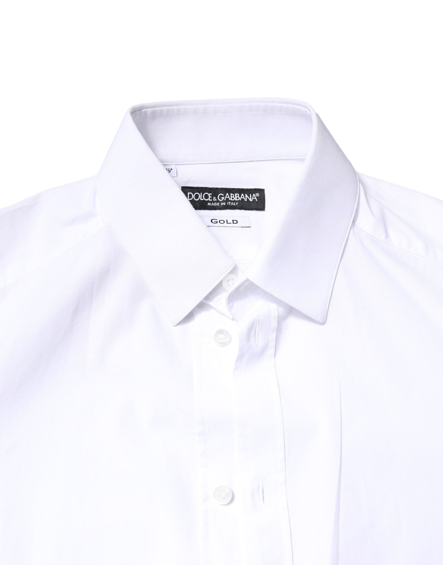 Dolce & Gabbana White GOLD Cotton Long Sleeves Dress Shirt