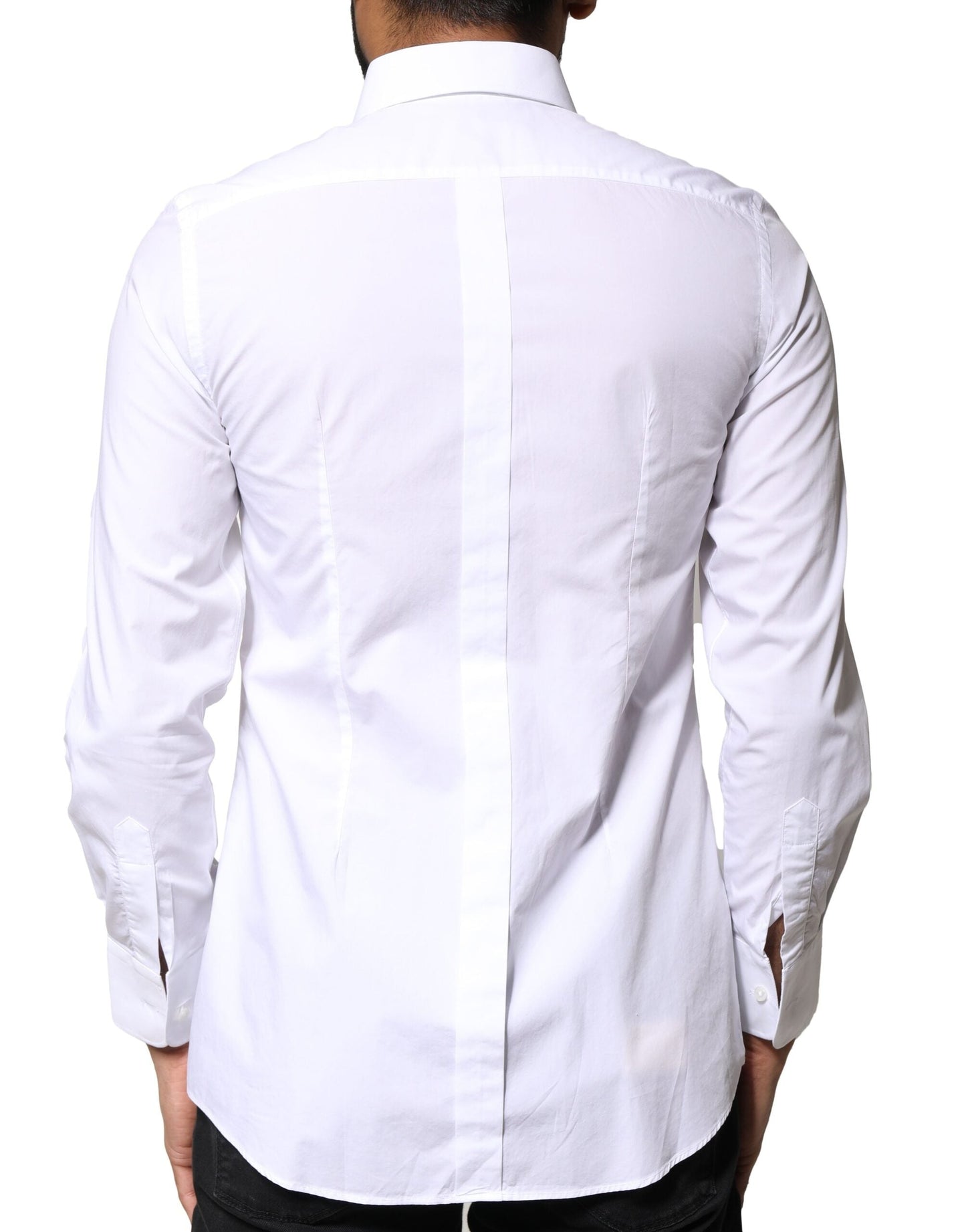 Dolce & Gabbana White Cotton Poplin Bib Formal Dress Shirt