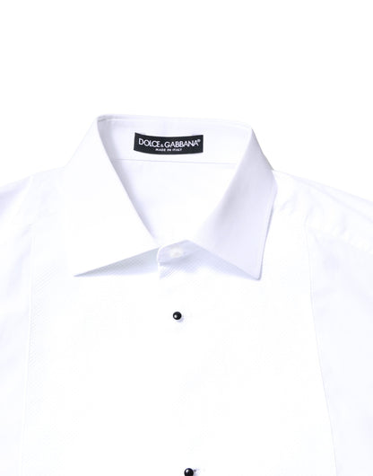 Dolce & Gabbana White Cotton Poplin Bib Formal Dress Shirt