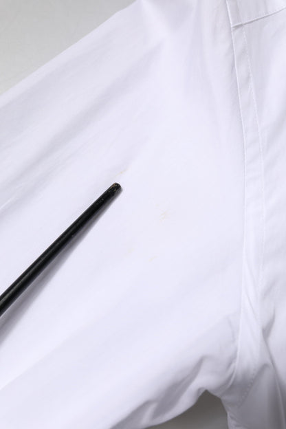 Dolce & Gabbana White GOLD Cotton Poplin Bib Formal Men Dress Shirt