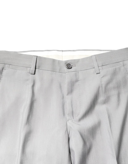 Dolce & Gabbana Light Gray Wool GOLD 2 Piece Formal Suit