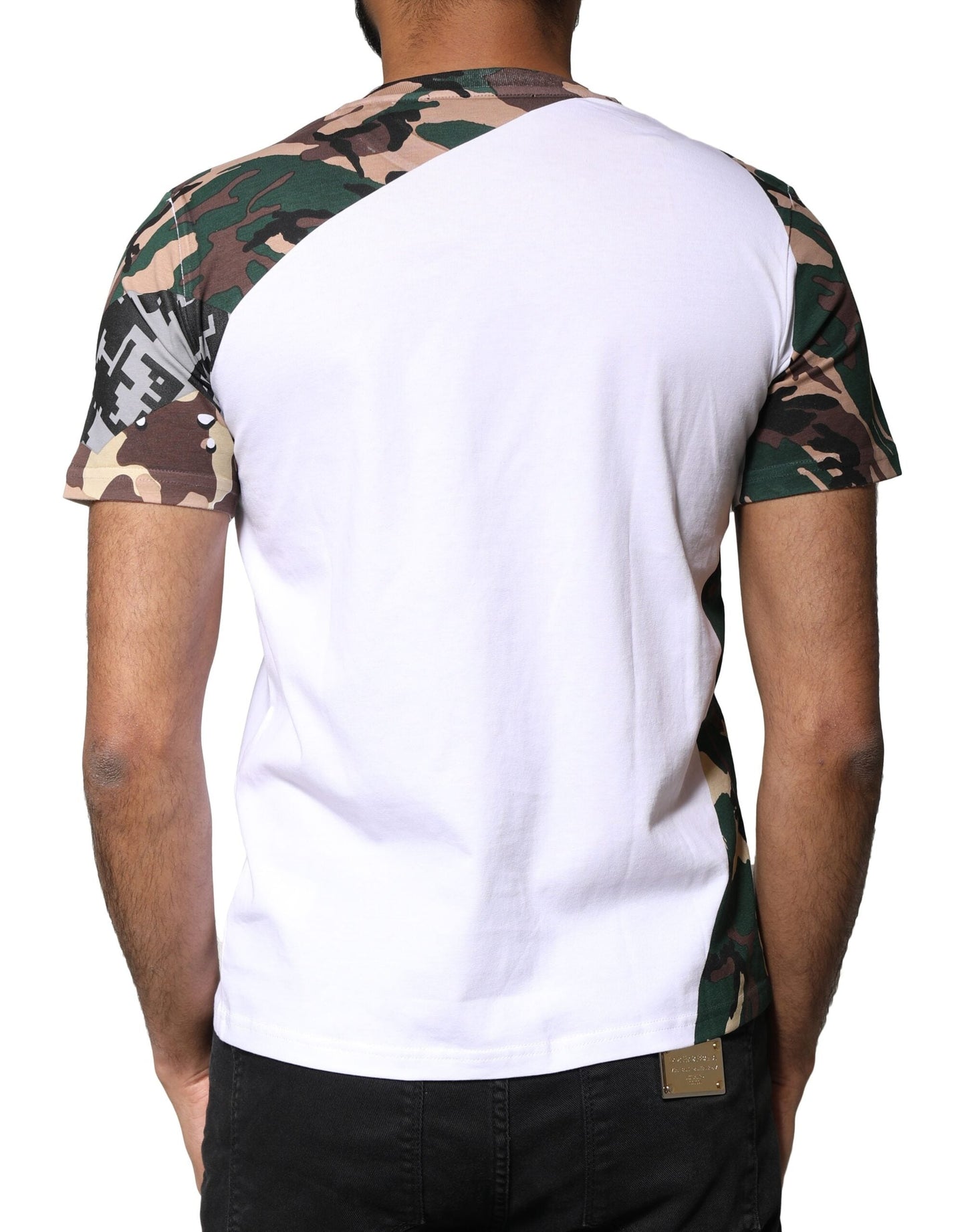 Dolce & Gabbana White Camouflage Stars Crew Neck T-shirt