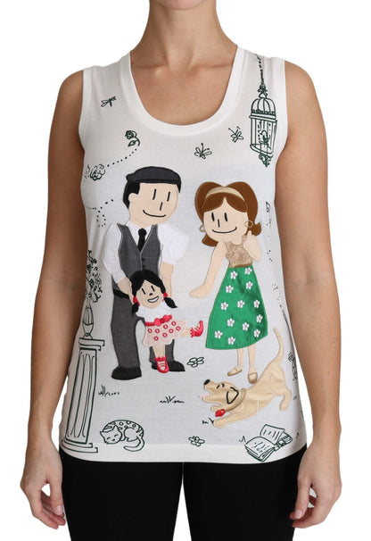 Dolce & Gabbana White Cotton #dgfamily Sleeveless Shirt Tank Top