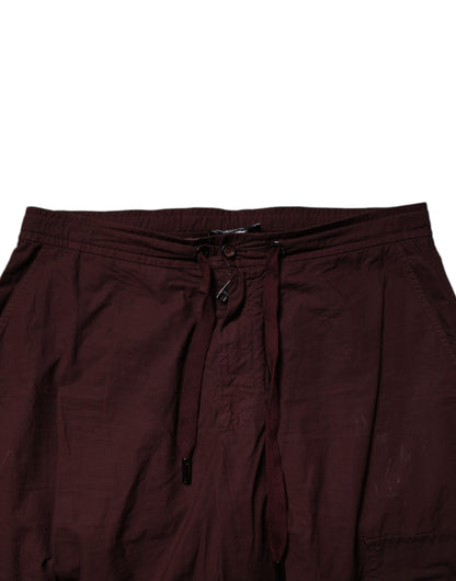 Dolce & Gabbana Maroon Cotton Cargo Jogger Sweatpants Pants
