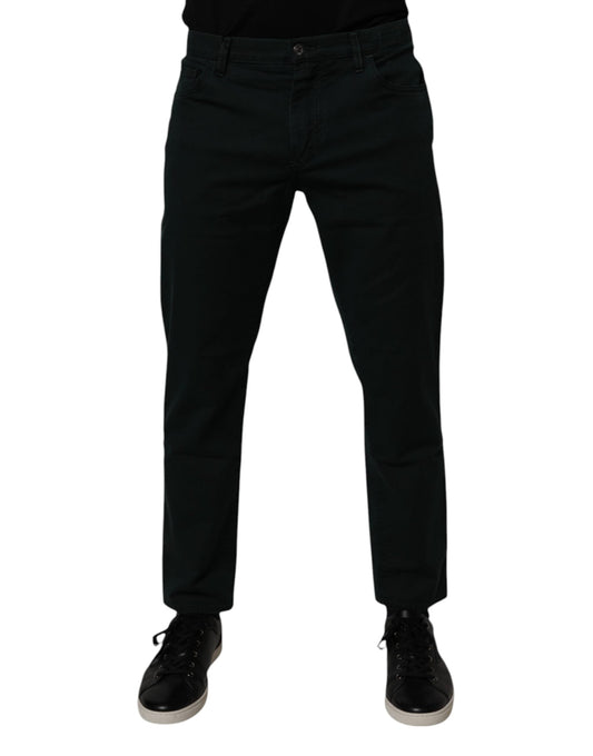 Dolce & Gabbana Dark Green Cotton Loose Men Denim Jeans