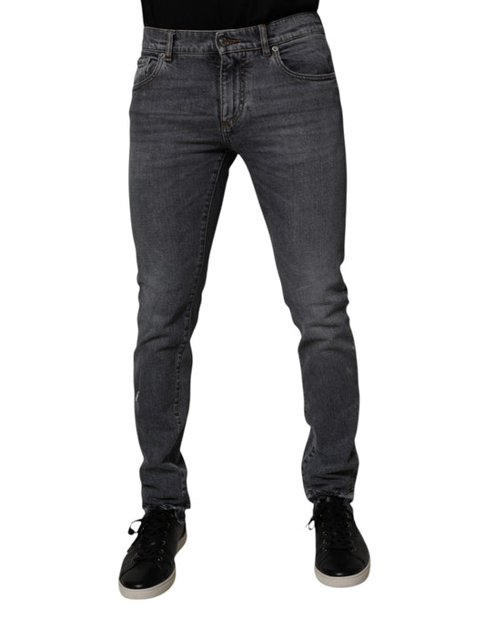 Dolce & Gabbana Dark Gray Cotton Stretch Skinny Denim Jeans