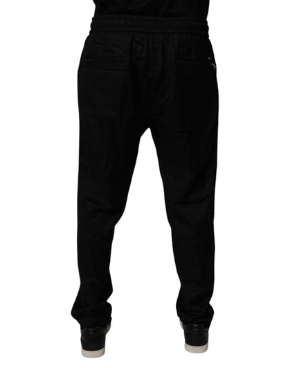 Dolce & Gabbana Black Wool Jogger Sweatpants Pants