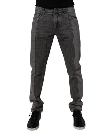 Dolce & Gabbana Two Tone Gray Cotton Denim Jeans