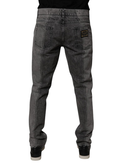 Dolce & Gabbana Two Tone Gray Cotton Denim Jeans