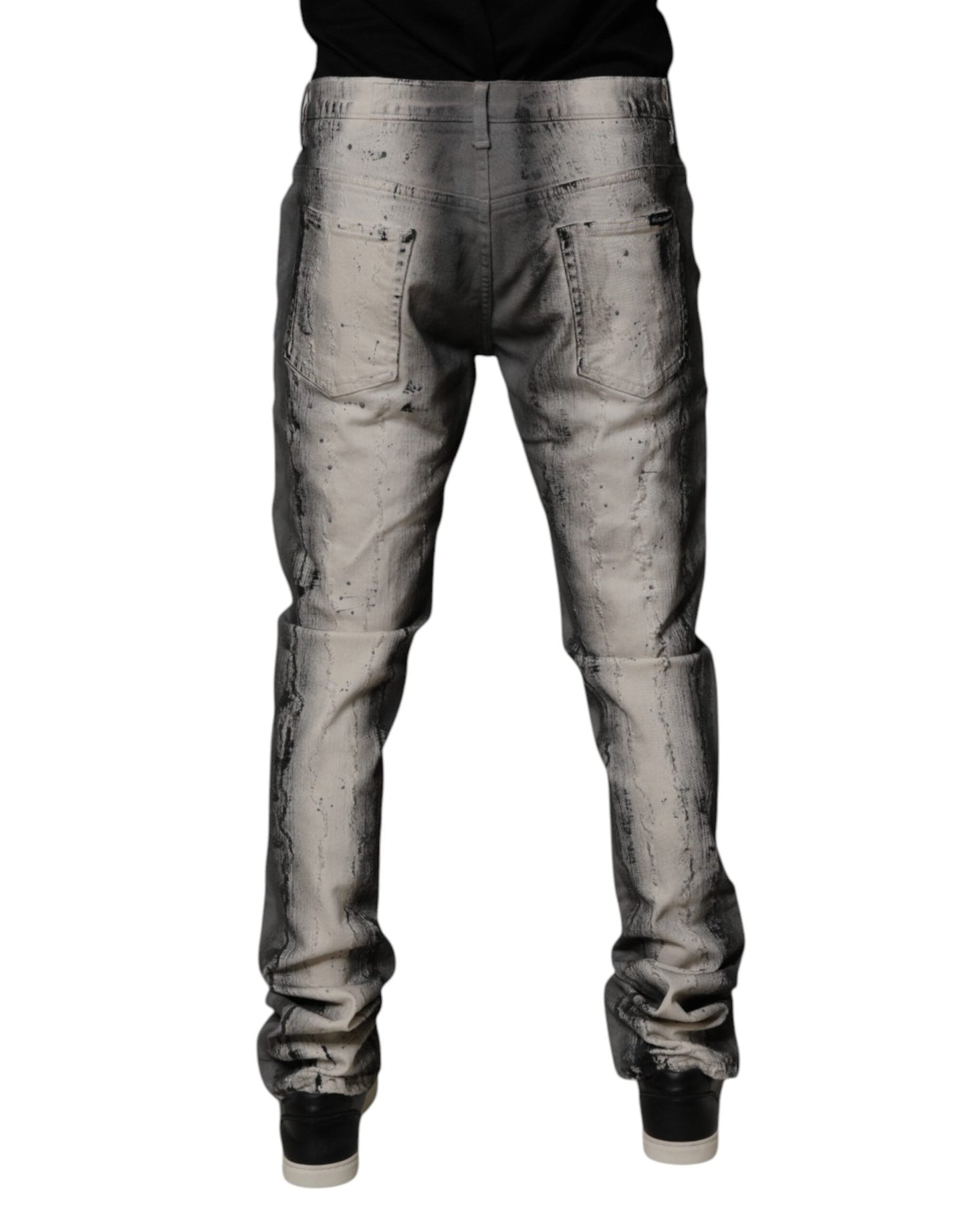 Dolce & Gabbana Gray Tie Dye Cotton Skinny Men Denim Jeans