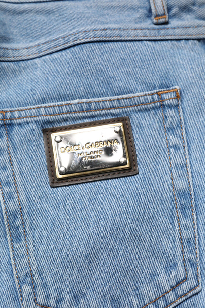 Dolce & Gabbana Blue Cotton Skinny Men Denim Mid Waist Jeans