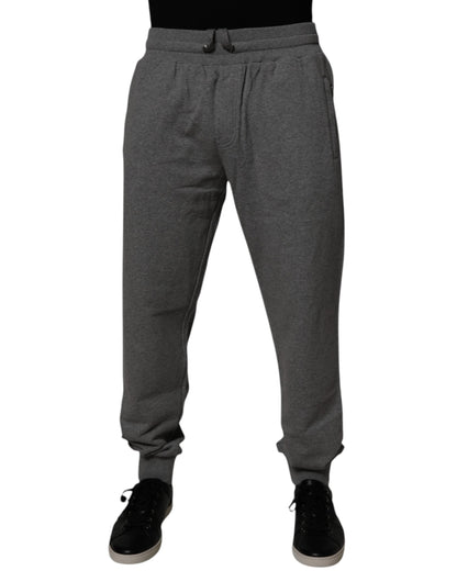 Dolce & Gabbana Gray Logo Cotton Jogger Men Sweatpants Pants