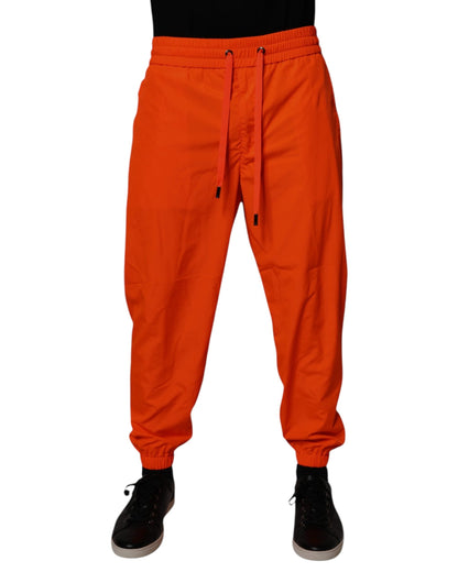Dolce & Gabbana Orange Polyester Men Jogger Sweatpants Pants