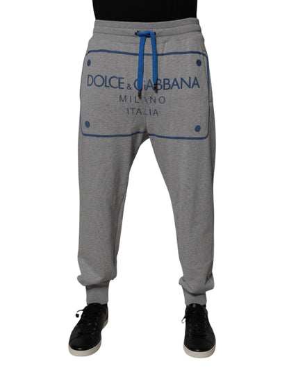 Dolce & Gabbana Gray Logo Cotton Men Jogger Sweatpants Pants