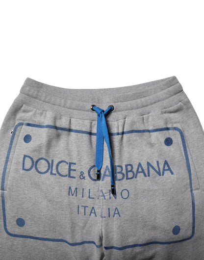 Dolce & Gabbana Gray Logo Cotton Men Jogger Sweatpants Pants