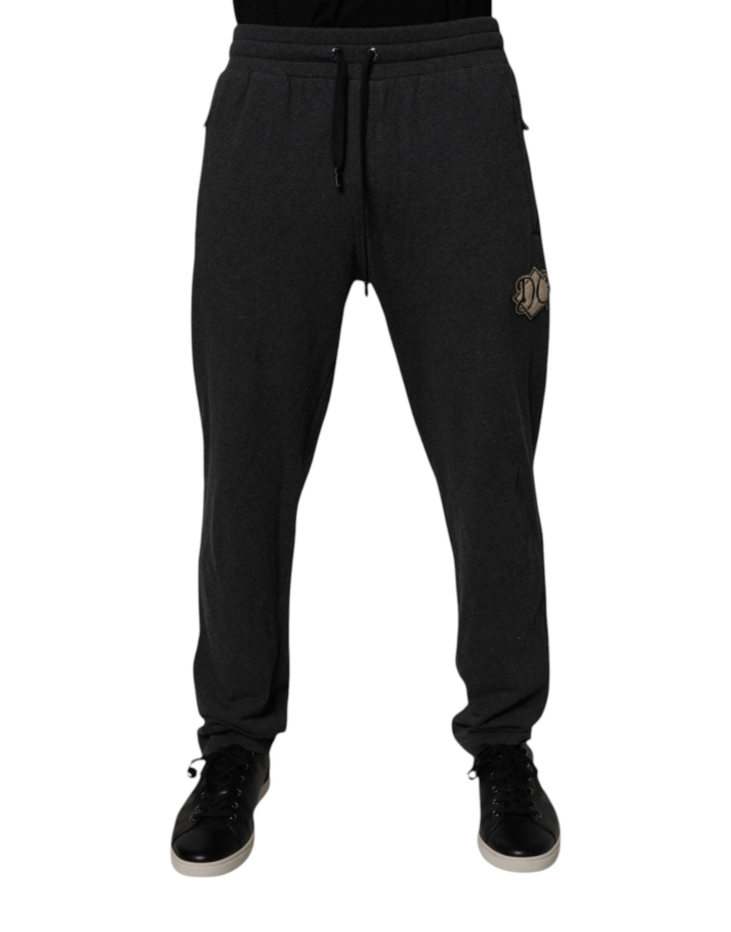 Dolce & Gabbana Dark Gray Logo Cotton Jogger Sweatpants Pants