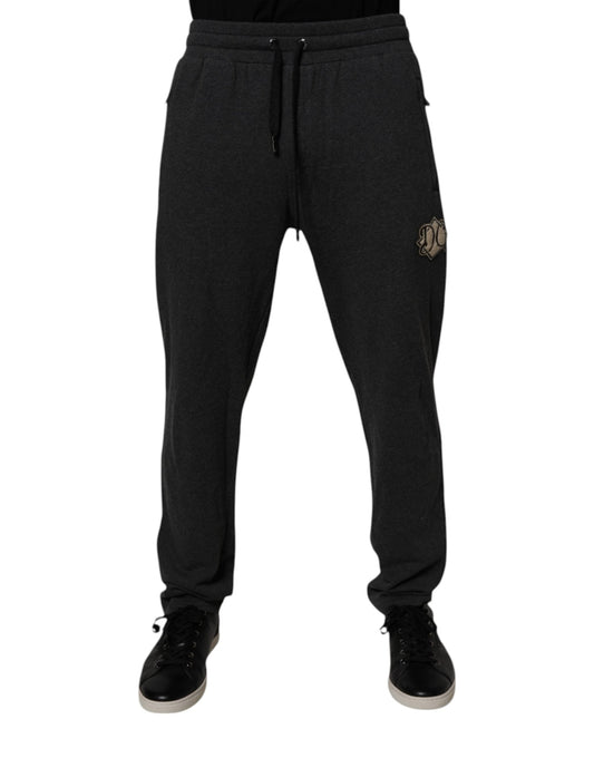 Dolce & Gabbana Dark Gray Logo Cotton Jogger Sweatpants Pants