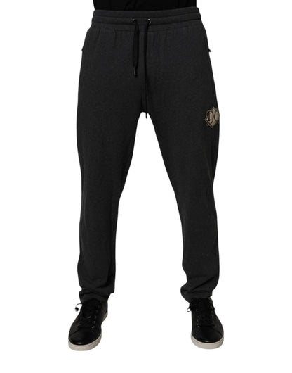 Dolce & Gabbana Dark Gray Logo Cotton Jogger Sweatpants Pants