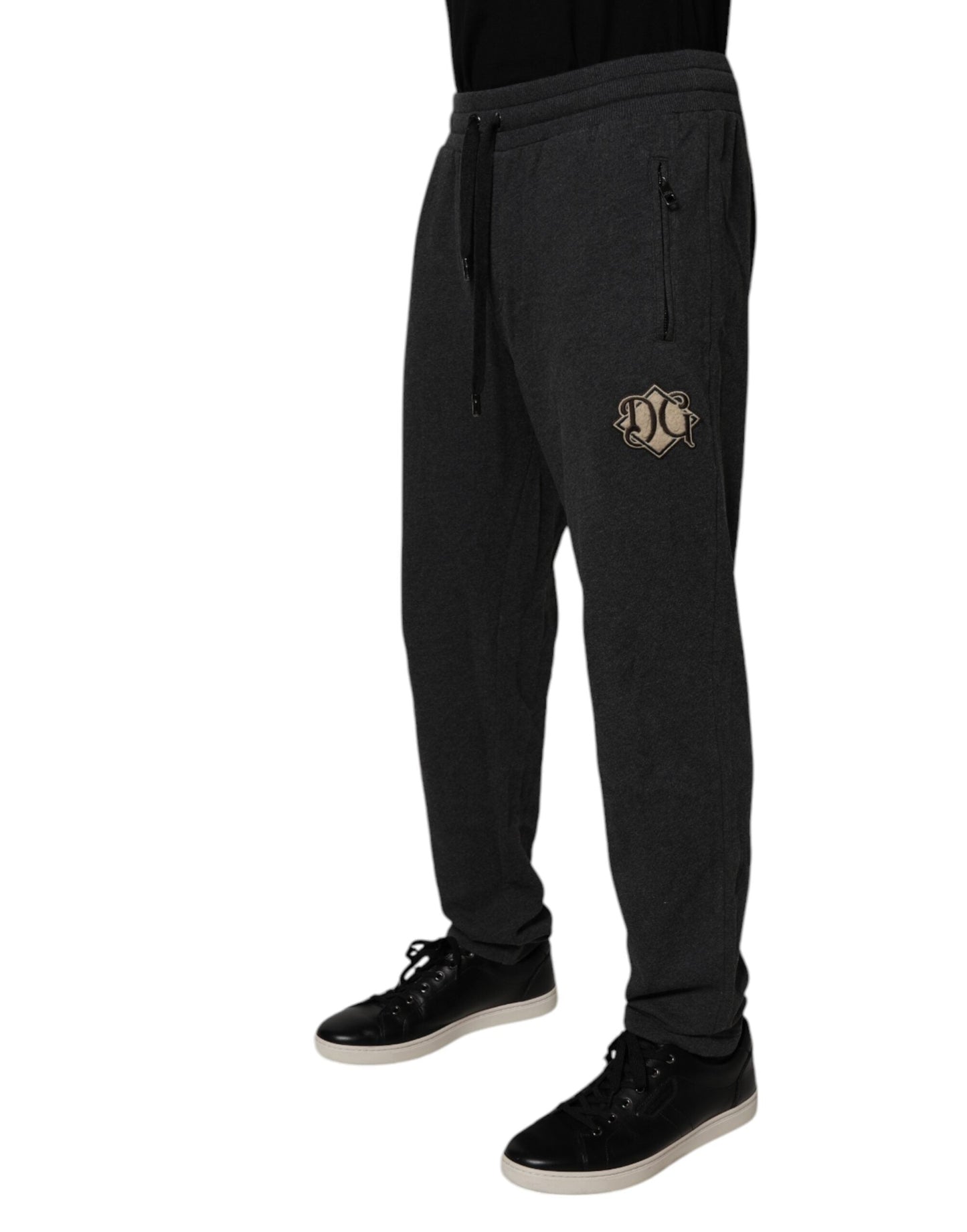 Dolce & Gabbana Dark Gray Logo Cotton Jogger Sweatpants Pants
