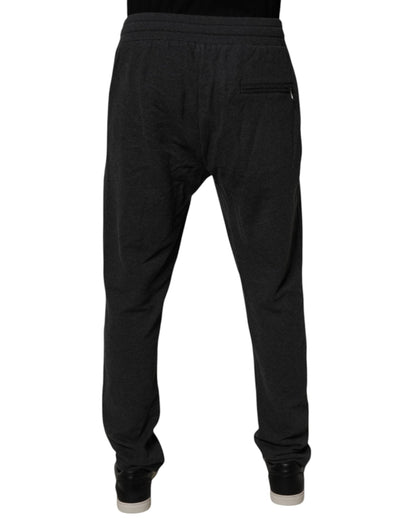 Dolce & Gabbana Dark Gray Logo Cotton Jogger Sweatpants Pants