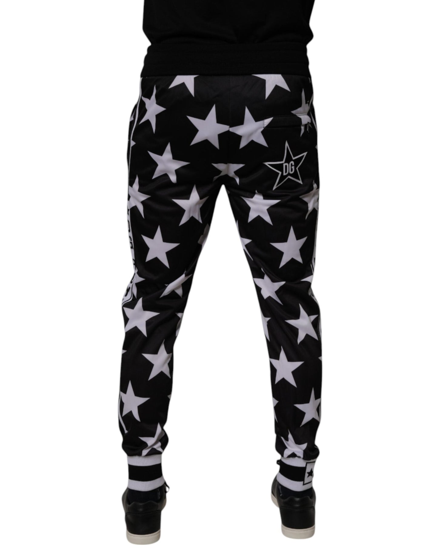 Dolce & Gabbana Black White Stars Jogger Men Sweatpants Pants
