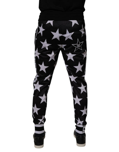 Dolce & Gabbana Black White Stars Jogger Men Sweatpants Pants