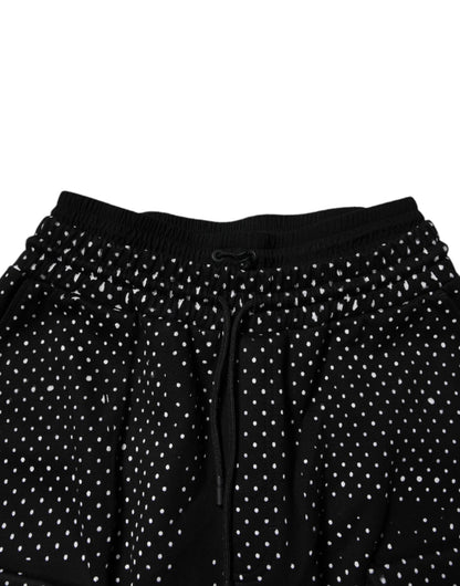 Dolce & Gabbana Black Polka Dot Stripes Cargo Jogger Sweatpants Pants