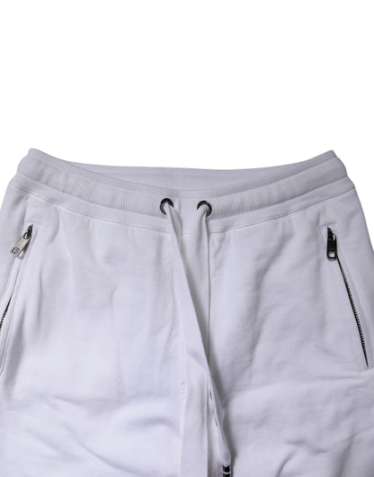 Dolce & Gabbana White Logo Tape Jogger Cotton Sweatpants Pants