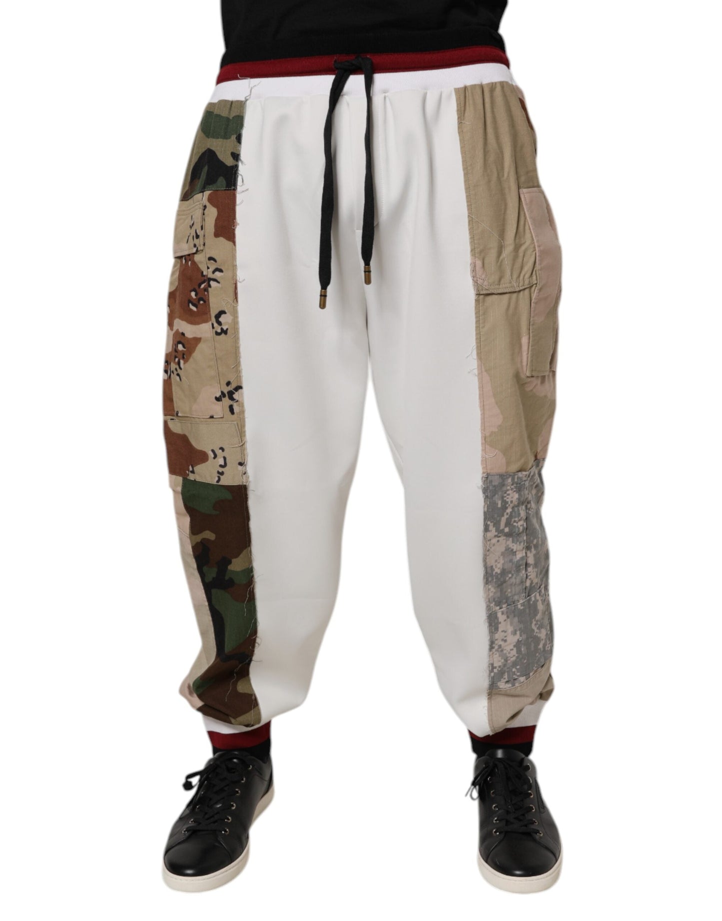 Dolce & Gabbana White Camouflage Patchwork Sweatpants Pants