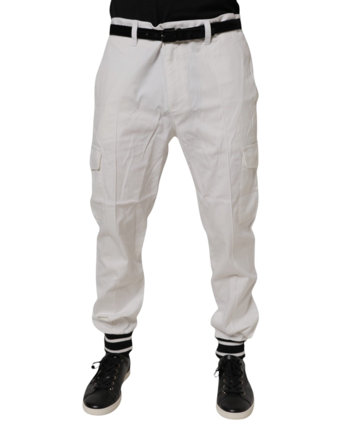 Dolce & Gabbana White Cotton Jogger Cargo Skinny Pants