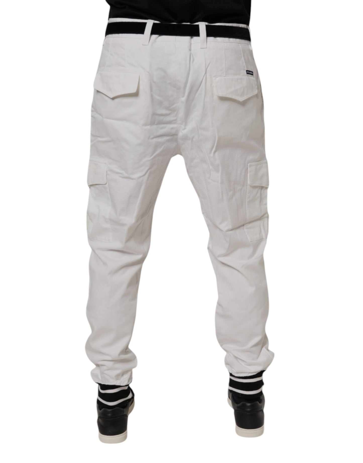 Dolce & Gabbana White Cotton Jogger Cargo Skinny Pants