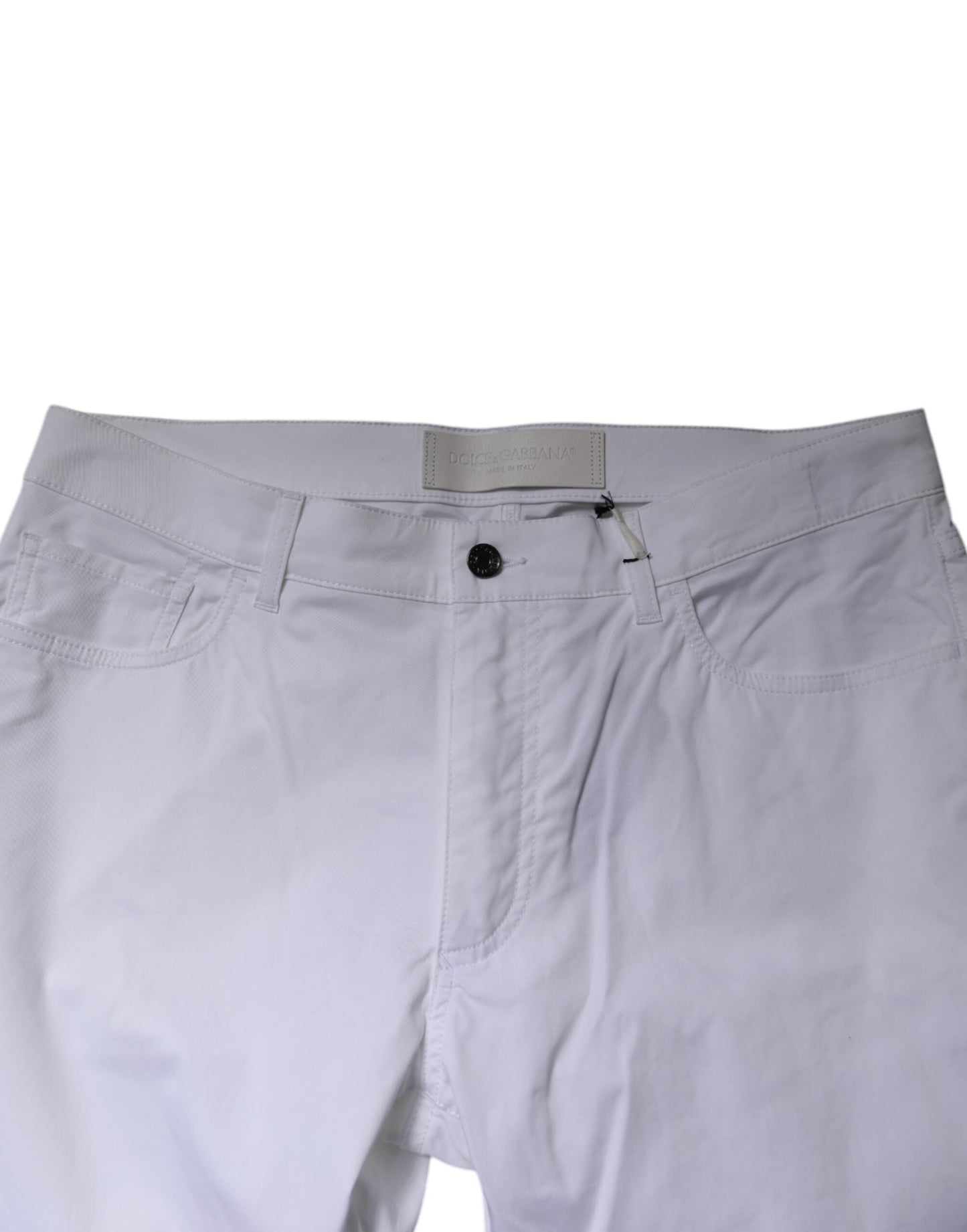 Dolce & Gabbana White Cotton Stretch Skinny Dress Formal Pants