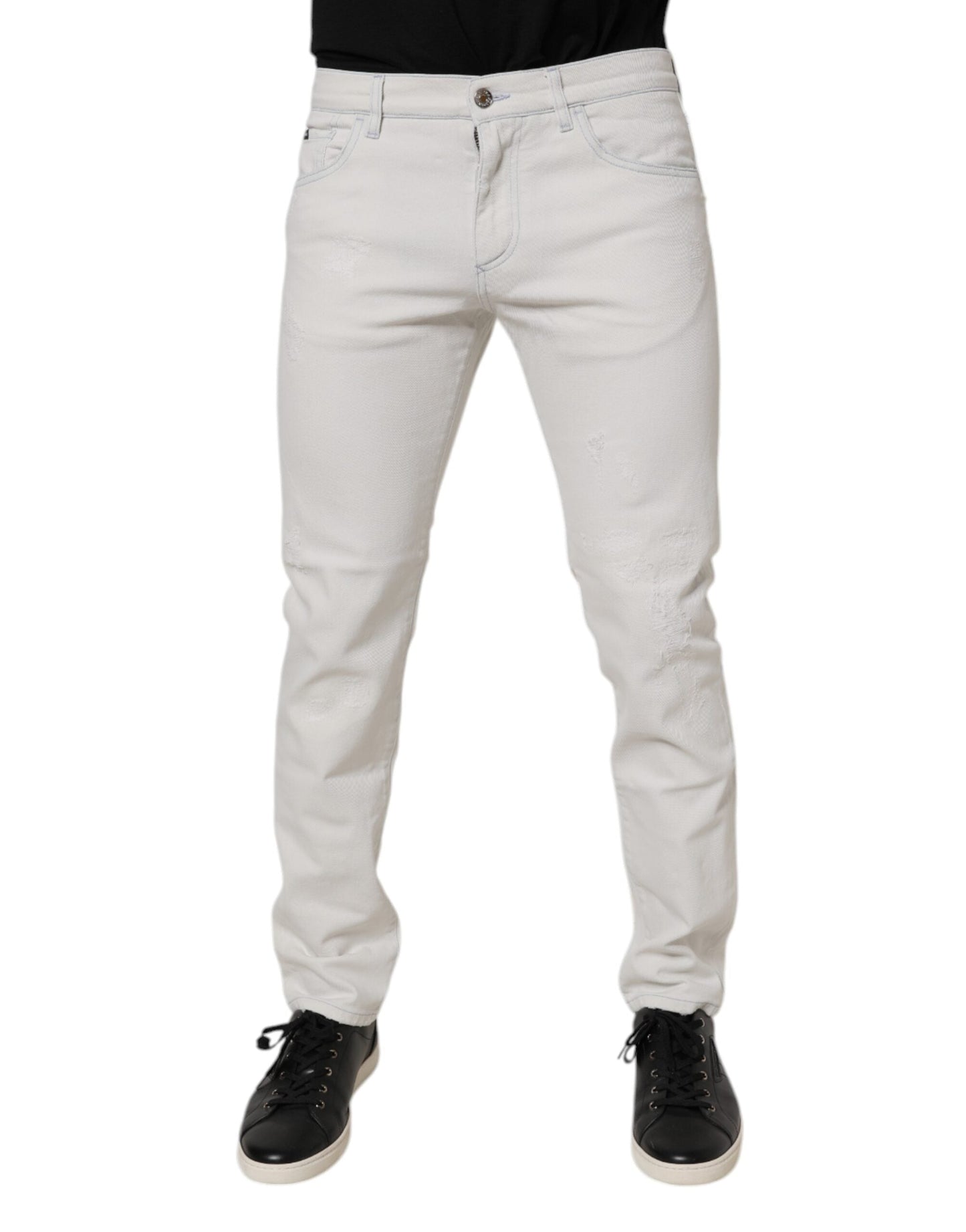 Dolce & Gabbana White Cotton Stretch Skinny Slim Denim Jeans