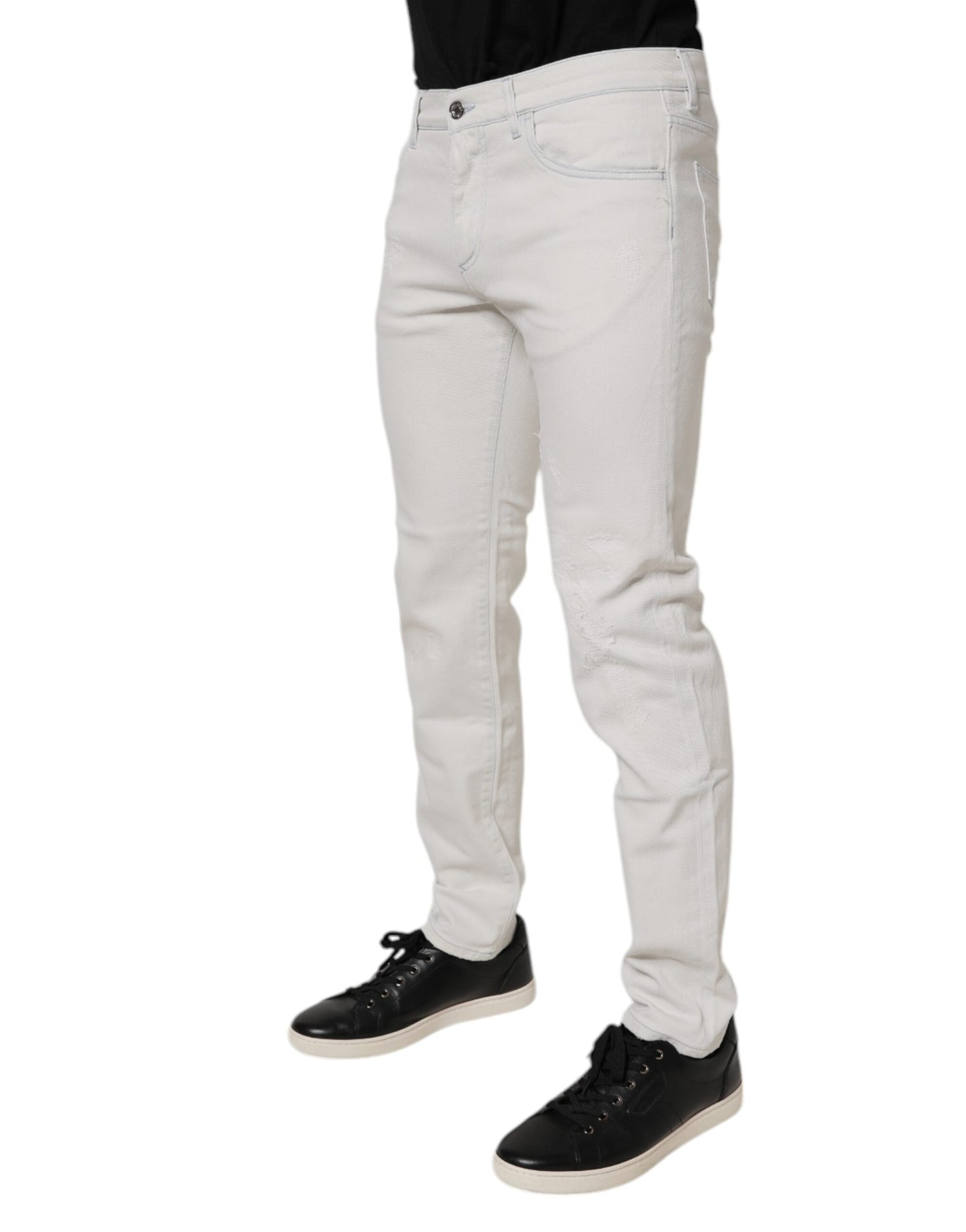 Dolce & Gabbana White Cotton Stretch Skinny Slim Denim Jeans