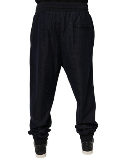 Dolce & Gabbana Black Jacquard Cotton Jogger Sweatpants Pants