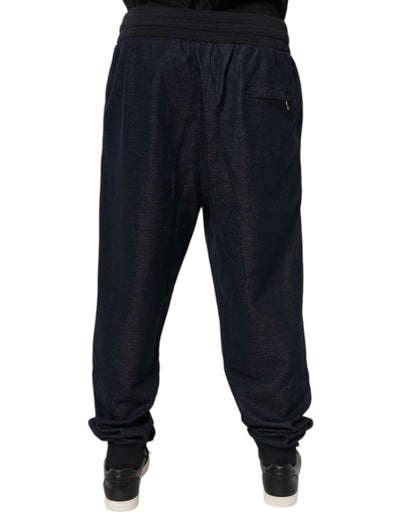 Dolce & Gabbana Black Jacquard Jogger Men Sweatpants Pants