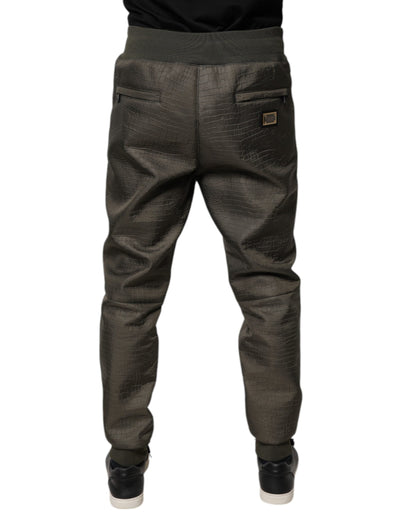 Dolce & Gabbana Brown Lambskin Leather Men Sweatpants Pants