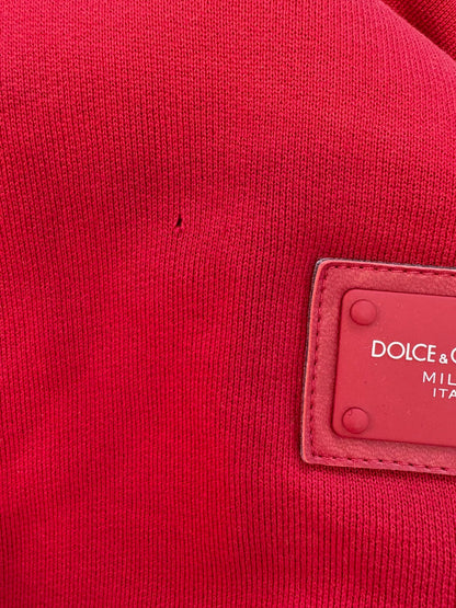 Dolce & Gabbana Red Cotton Logo Hooded Sweatshirt Sweater