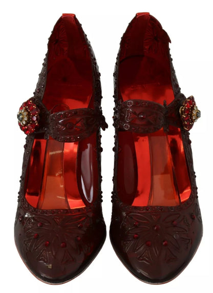 Dolce & Gabbana Red Floral Crystal Heels CINDERELLA Shoes